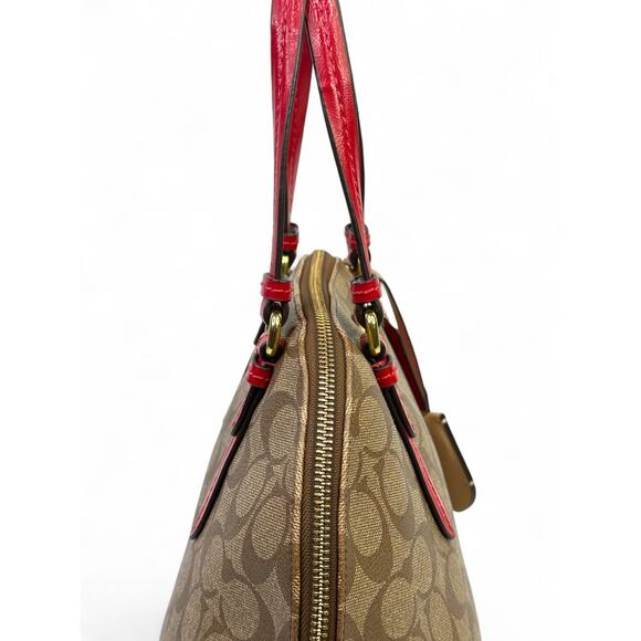 Coach Peyton Signature Cora Dome Coated Canvas Satchel Bag - Picture 6 of 16